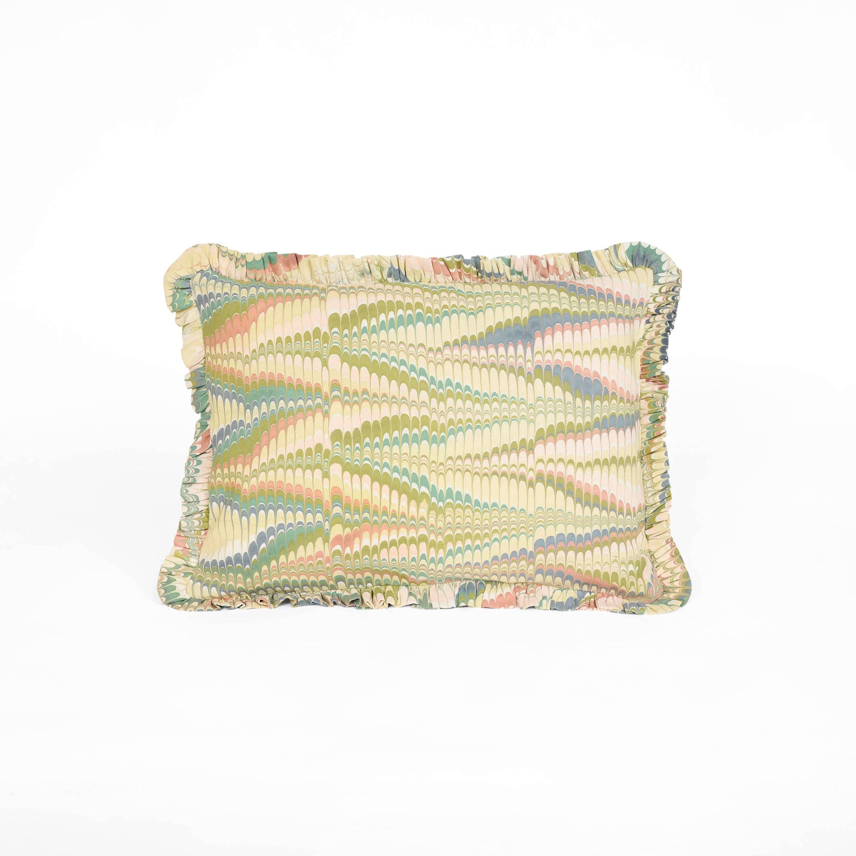 Moss Mountain Block Printed Ruffle Pillow