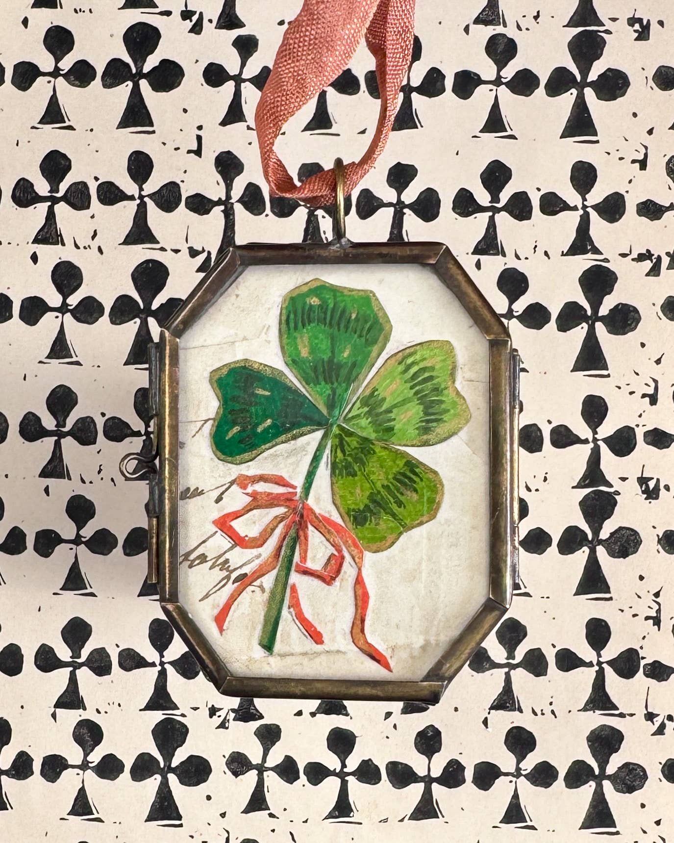 Clover with Bow - Handmade Art Locket