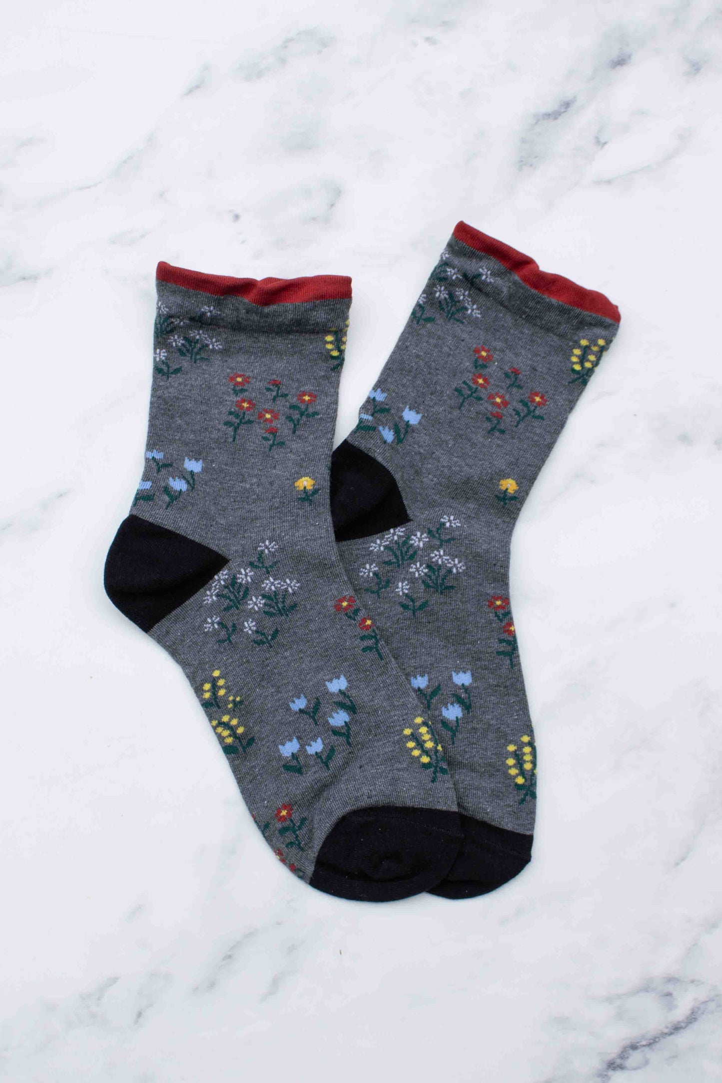 Women's Penelope Floral Casual Socks: Rust/Taupe