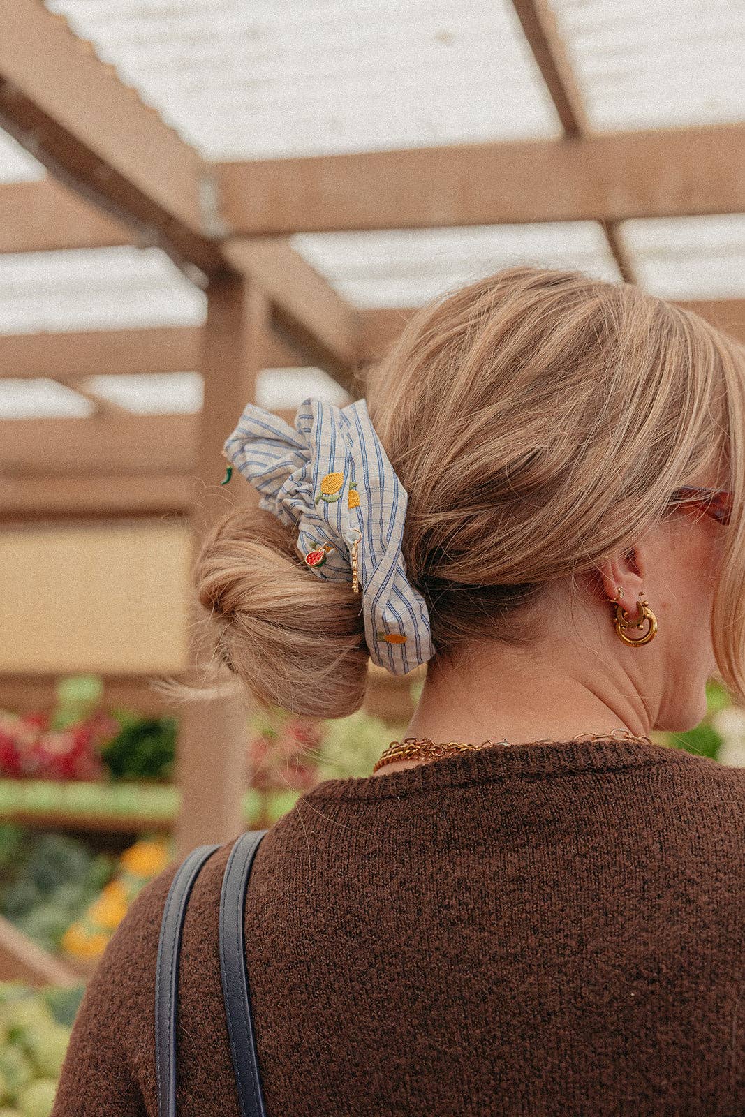 Oversized Summer Market Scrunchie with Charms