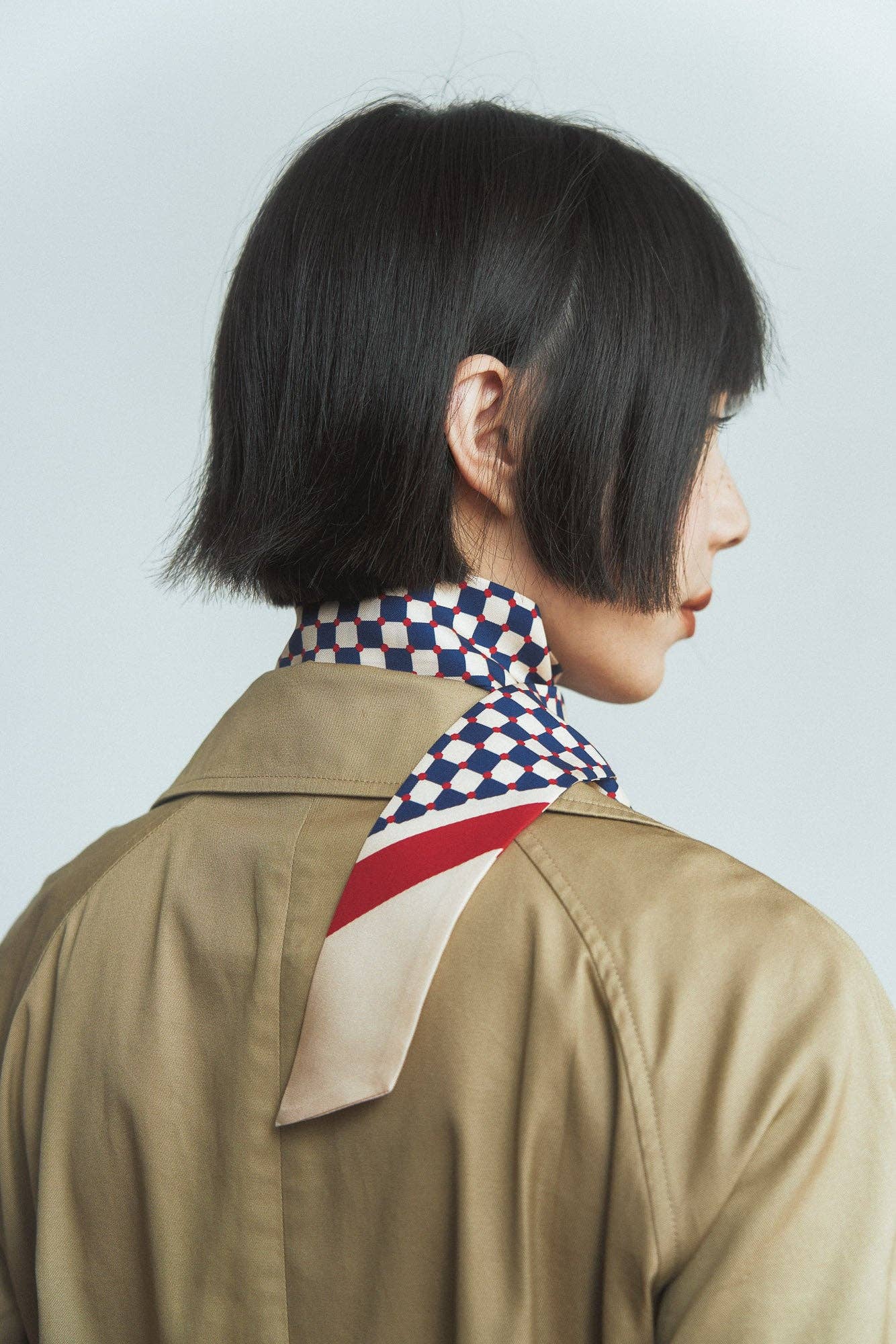 "Checkerboard" Silk Twill Skinny Scarf