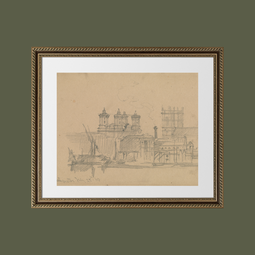 Westminster England 19th Century Antique Art Print