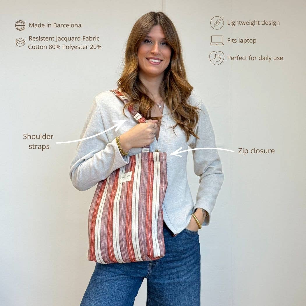 Zippered Tote in Summer Stripe - Medium