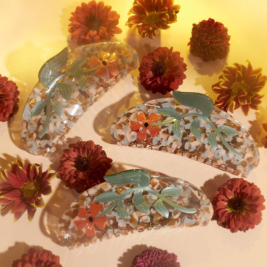 Hesperides Orange Acetate Floral Large Hair Claw