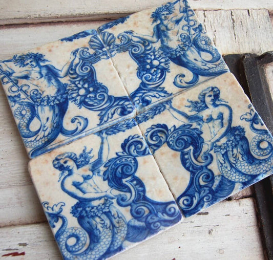 Mermaids stone coasters - Set of 4