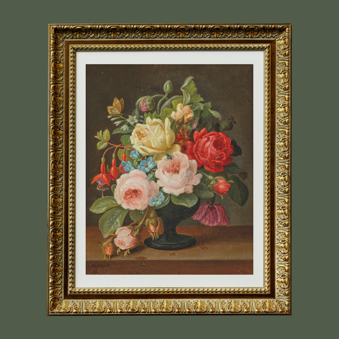 Still Life Florals 19th Century II Antique Art Print