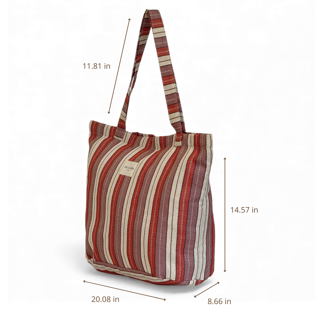 Zippered Tote in Summer Stripe - Large