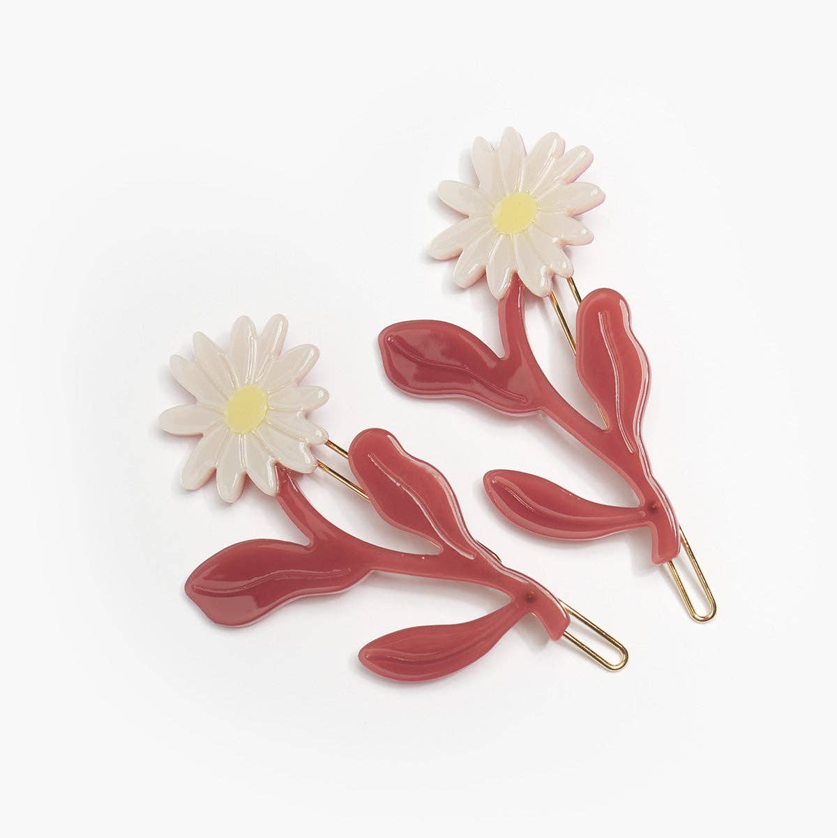 Marguerite Daisy Flower Barrette Hair Clip Set