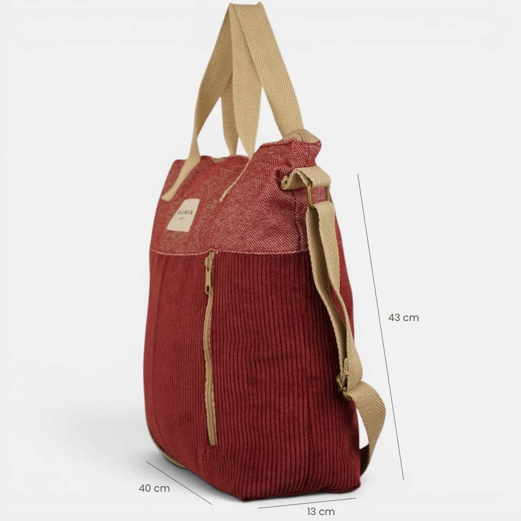 Corduroy Large Handbag – Burgundy (Arde)