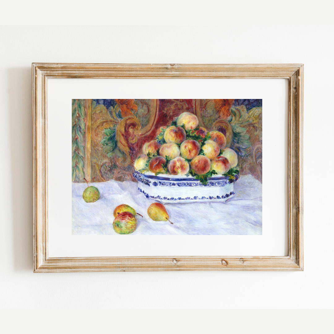 Still Life with Peaches Antique Art Print