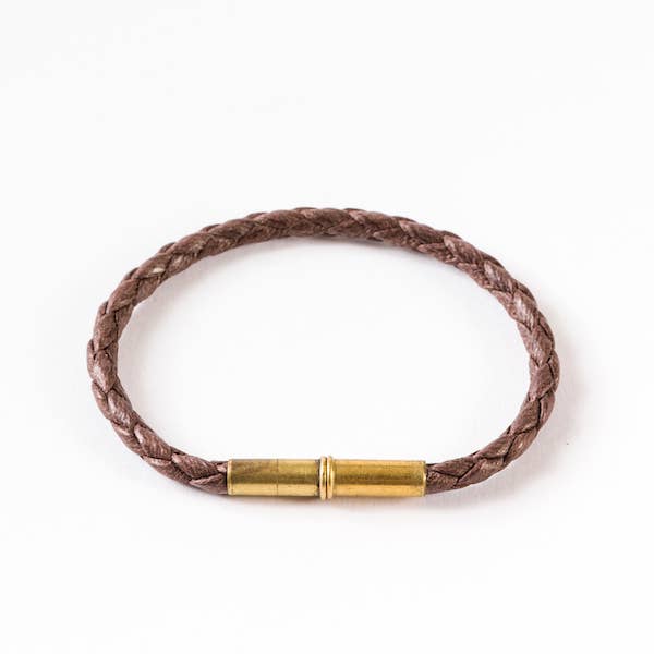 Flint Single Waxed Canvas Bracelet: Brown / Large