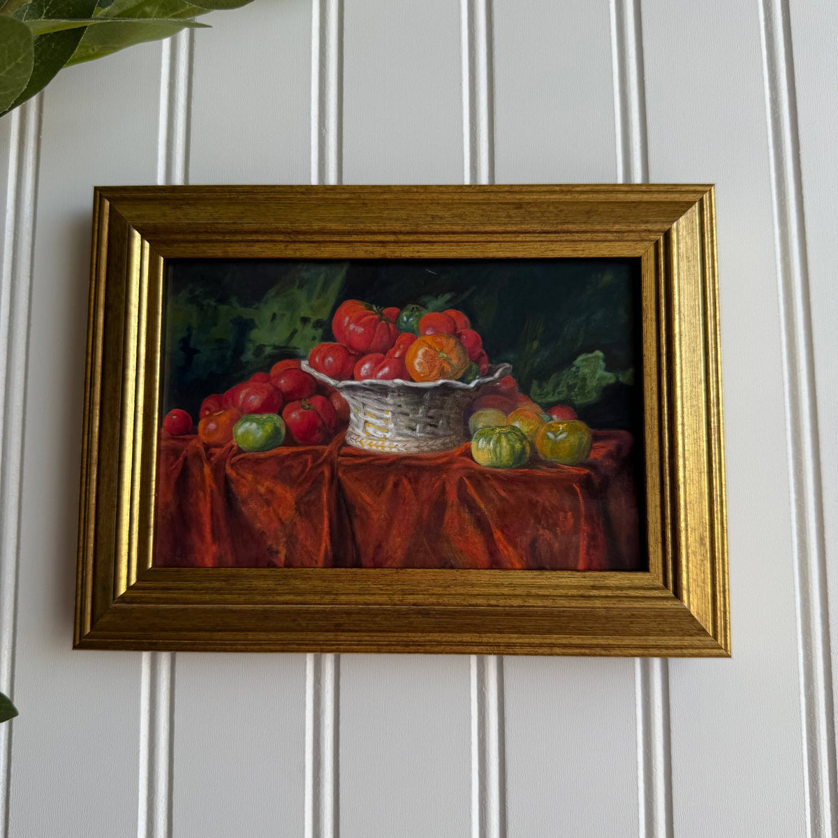 Vintage Style Basket of Tomatoes Still Life Art Print Framed