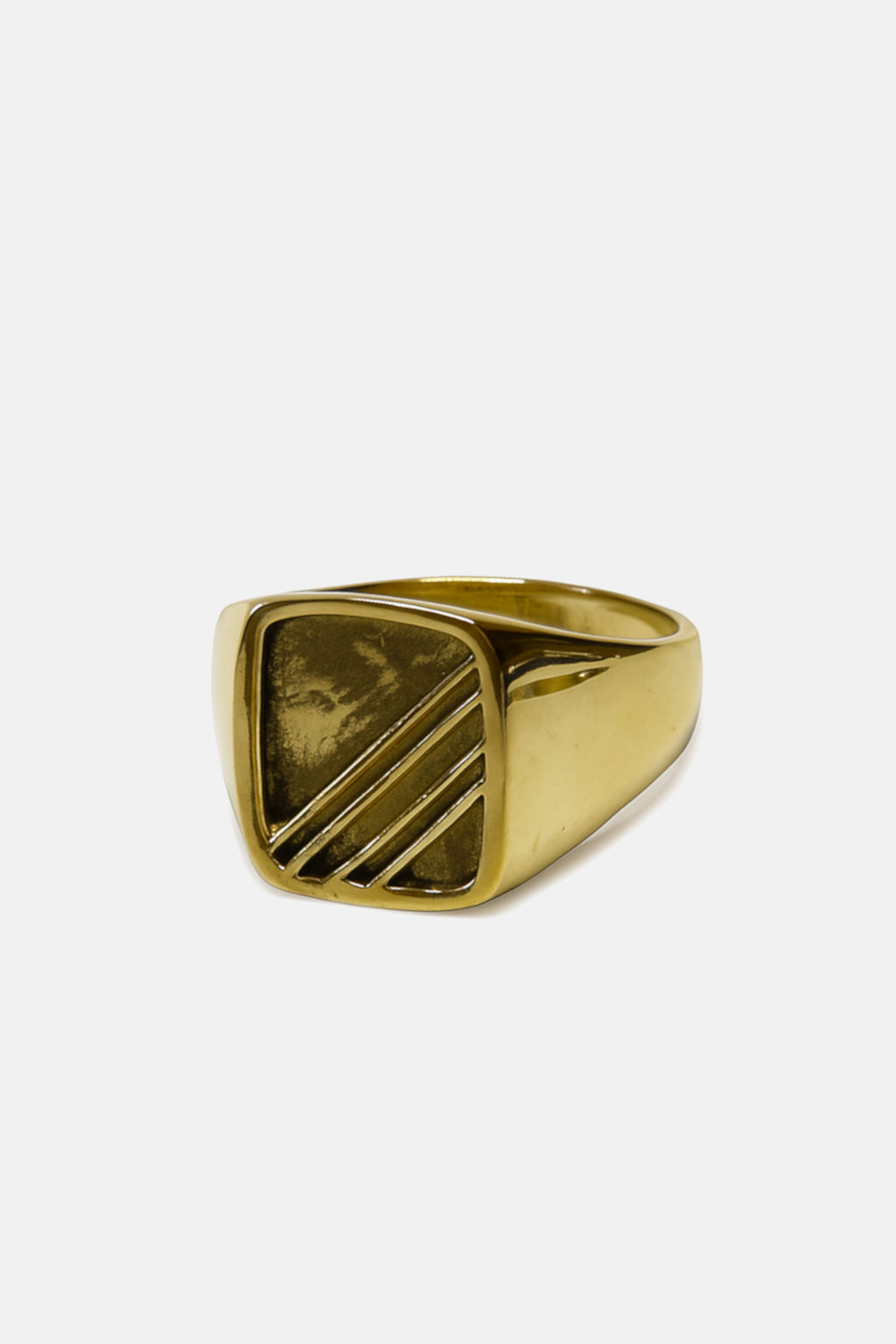 Brass Square Striped Ring