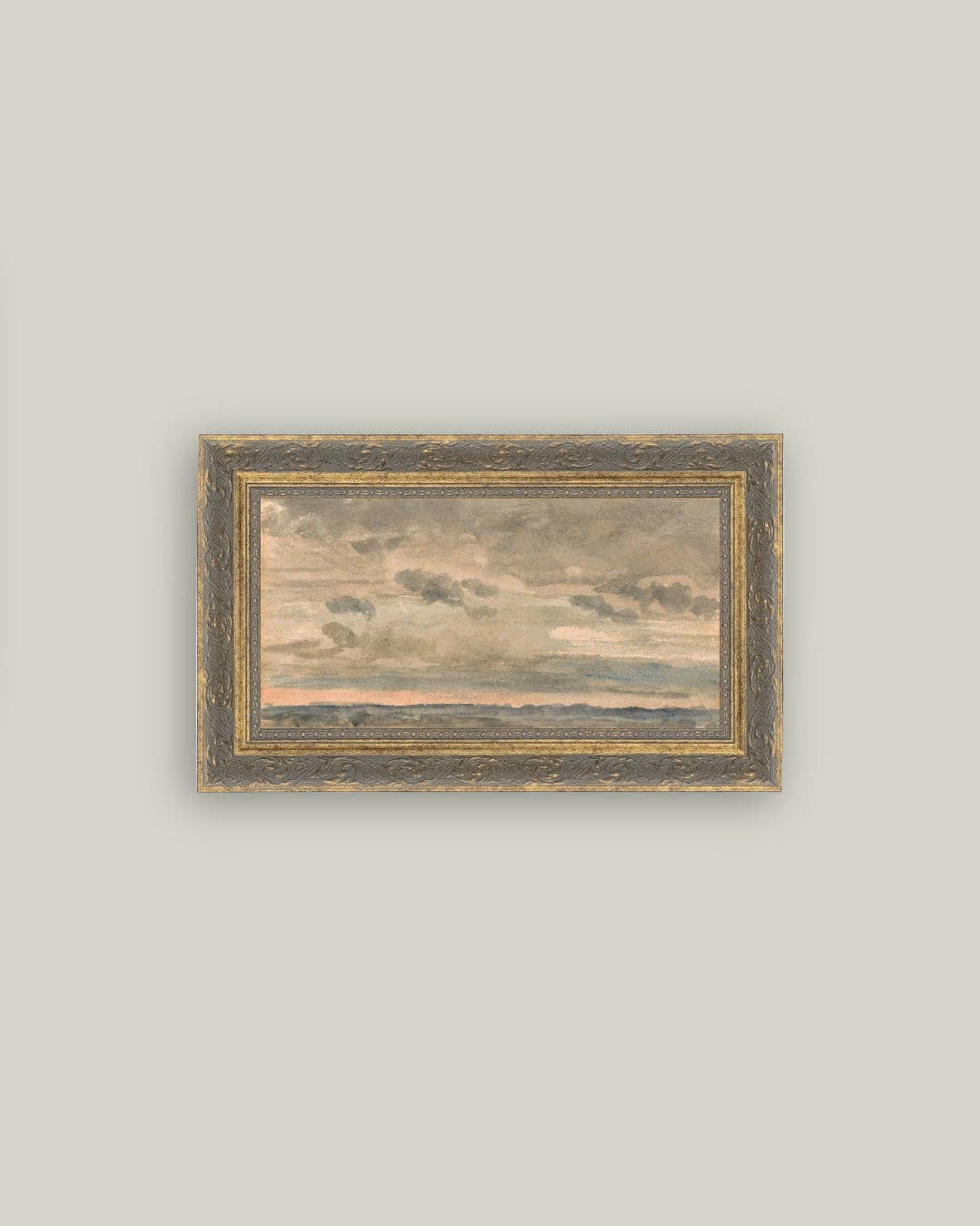 Sunset Sky Framed Antique Art: 12x7