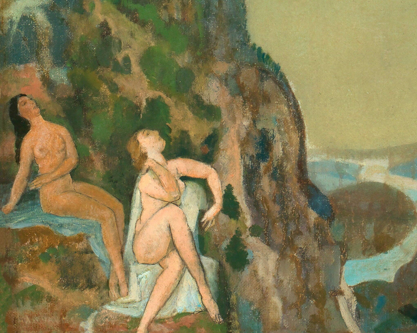 On the Cliffs by Arthur B. Davies: 11x14