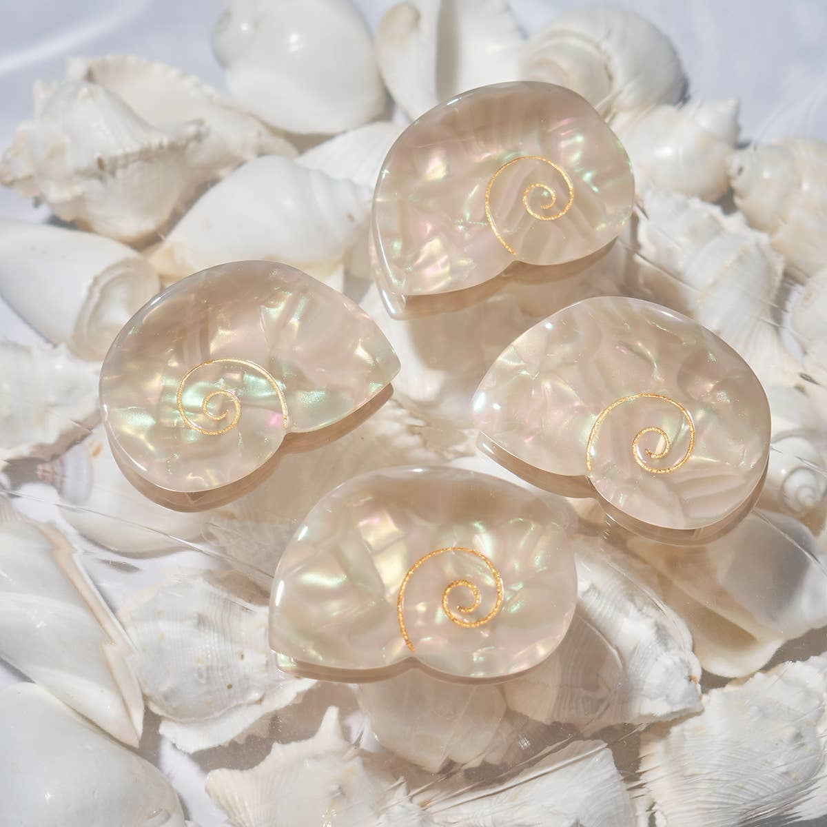 Siren Sea Shell Opal Acetate Mini Hair Claw for a Mermaid