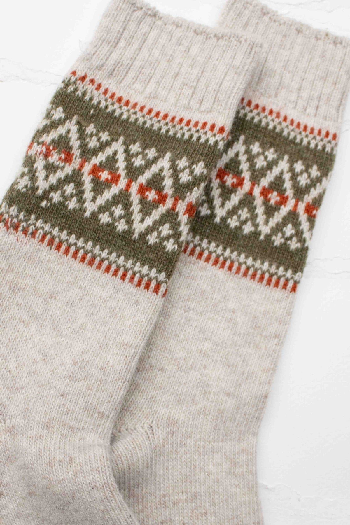 Vintage Nordic Fair Isle Wool & Cashmere Blend Crew Socks
