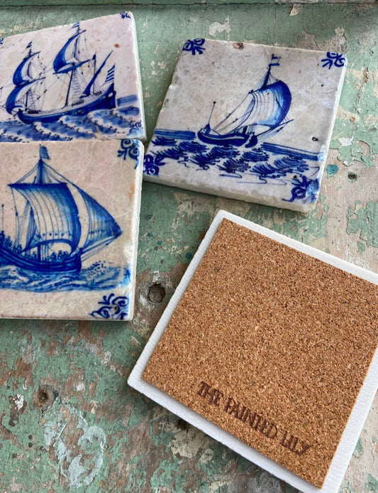 Delft Boats stone coasters - case of 4