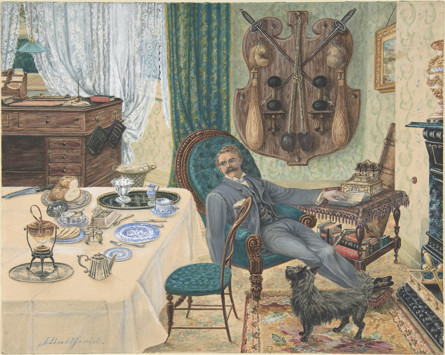 The Sportman's Breakfast Antique Art Print