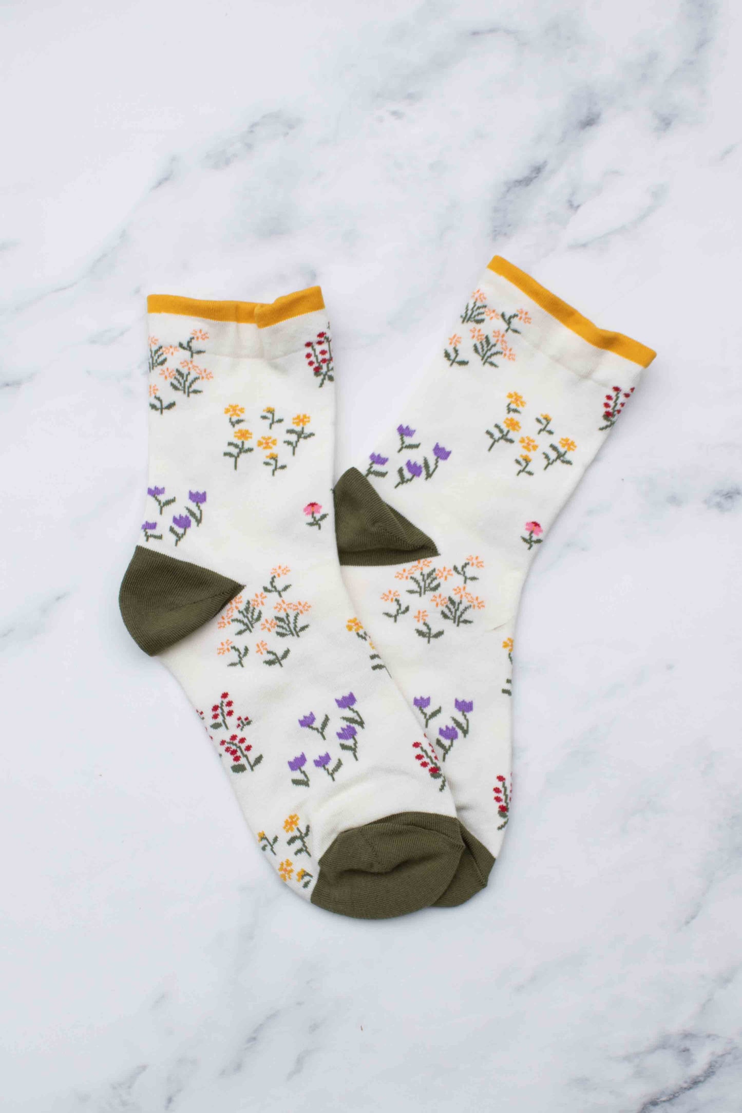 Women's Penelope Floral Casual Socks: Rust/Taupe