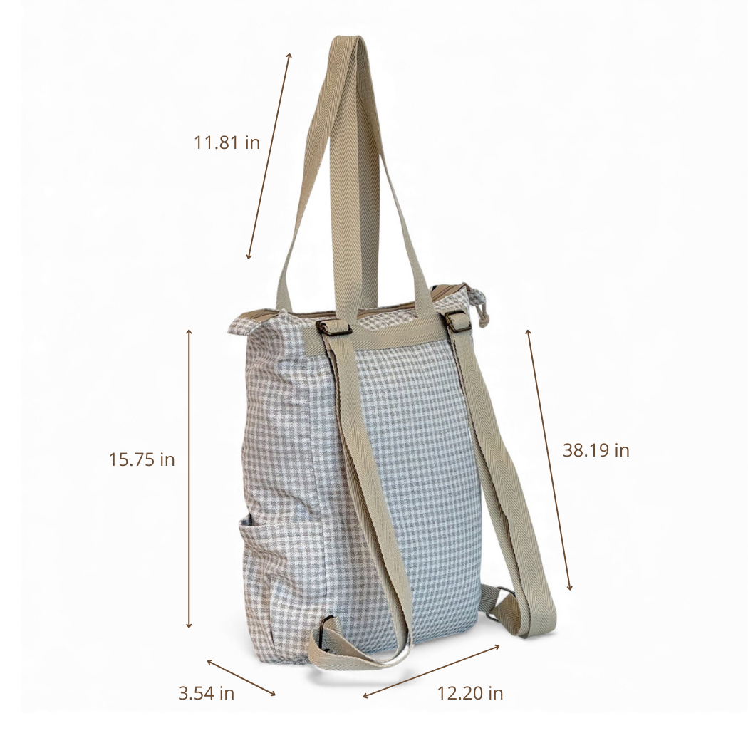 Backpack & Shoulder Bag in Beige Check