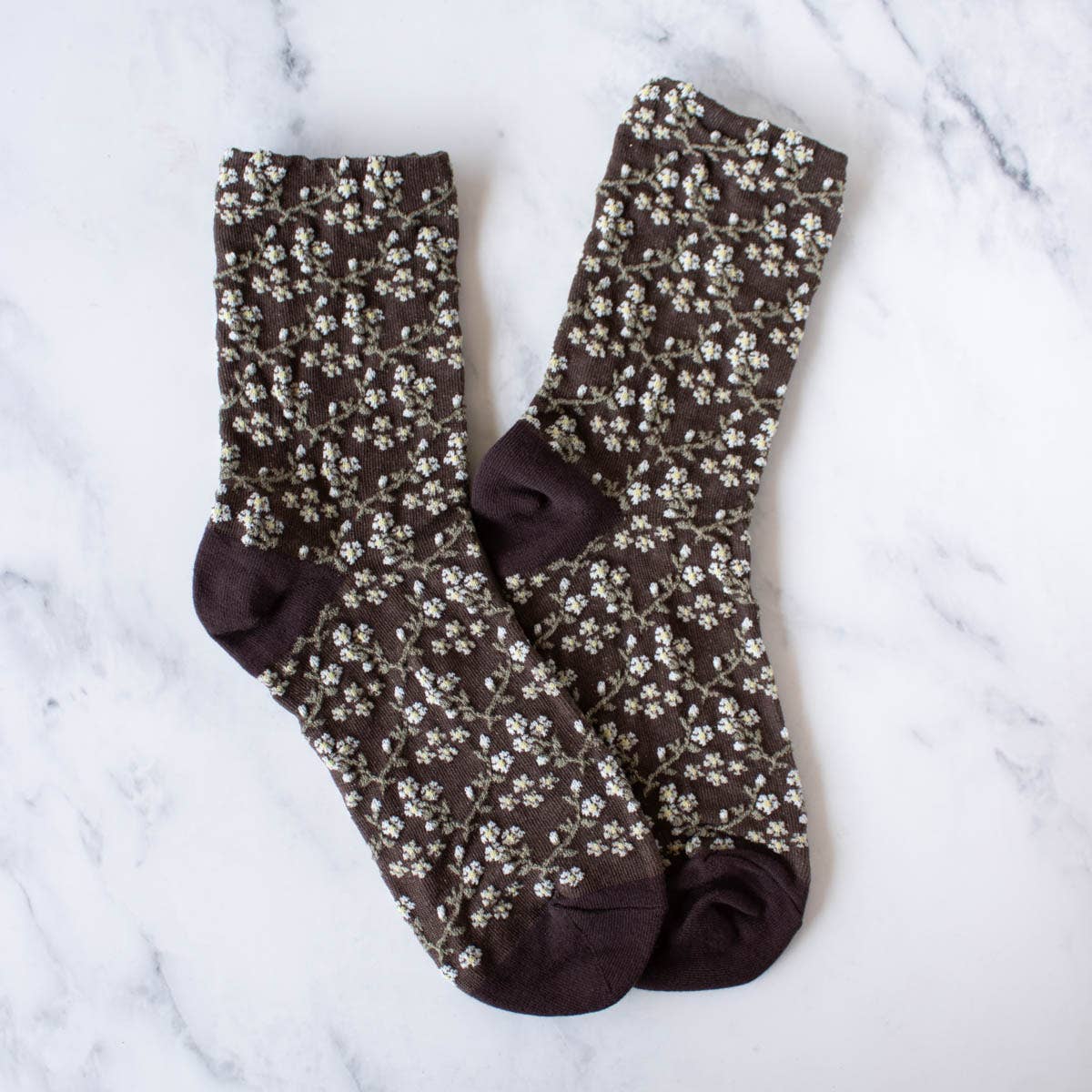 Little Blossom Casual Socks: Dark Brown