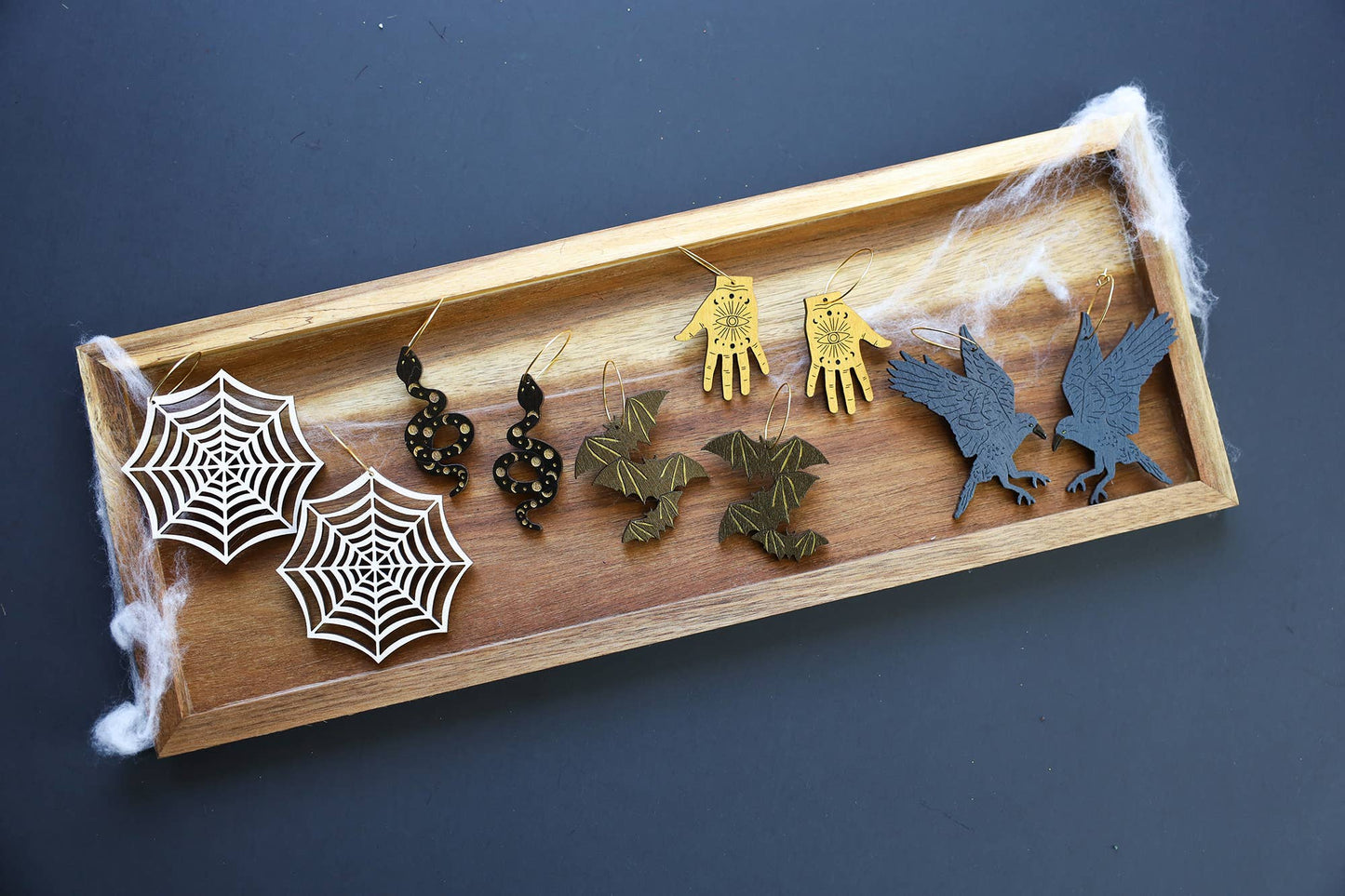 Shimmery Bat Hoop Earrings - Halloween