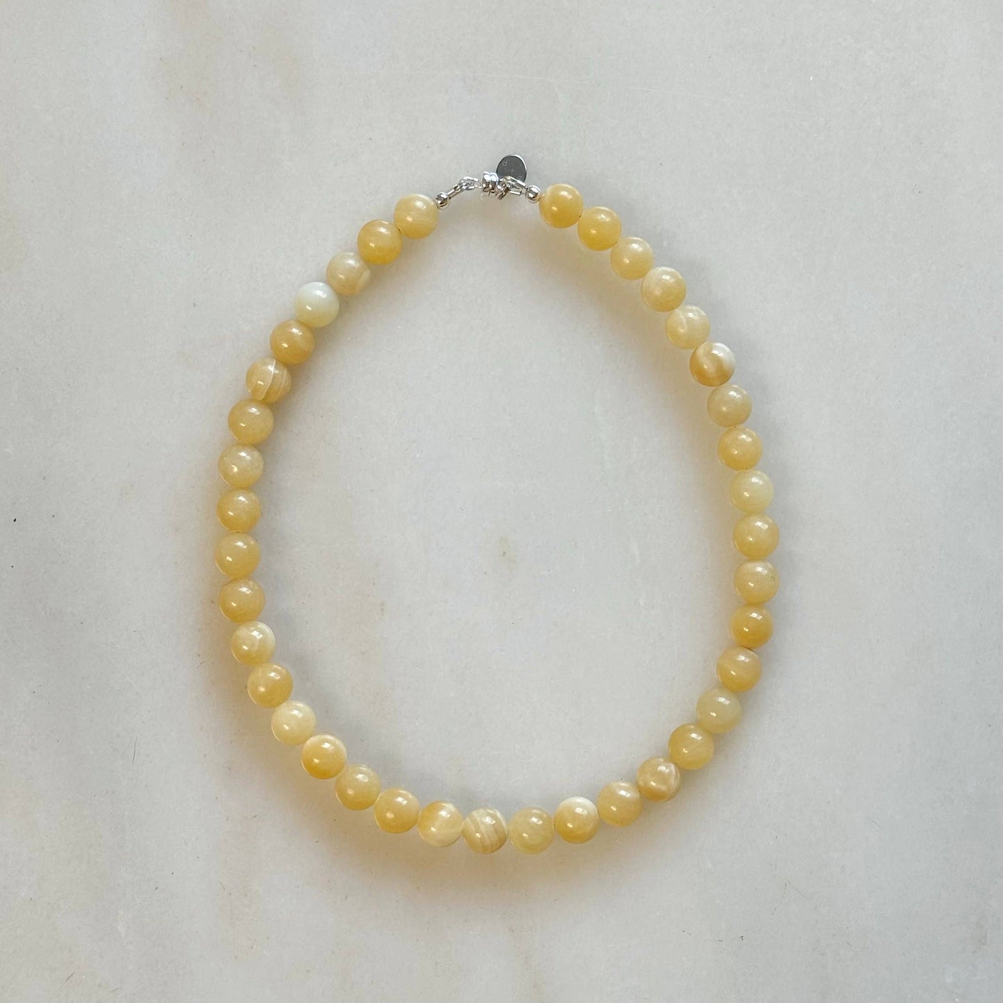 Short Yellow Jade Necklace: 18"
