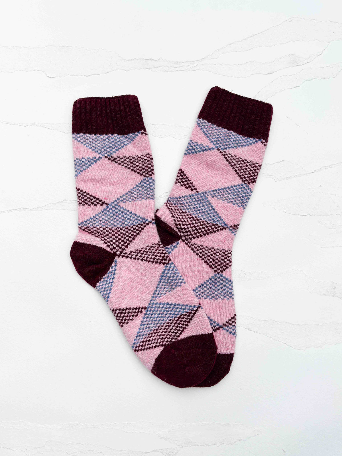 Vintage Argyle Wool Blend Cozy Socks