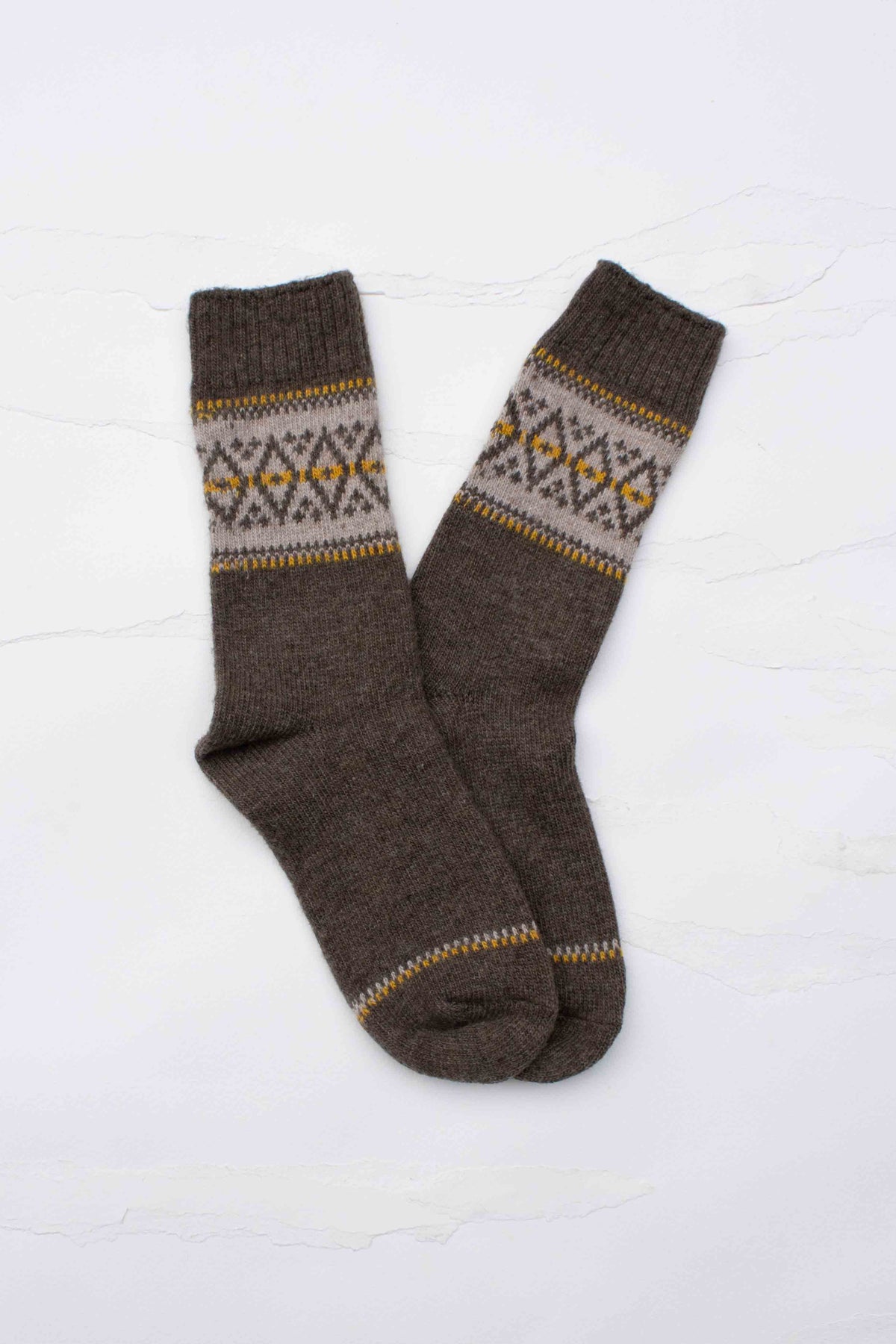 Vintage Nordic Fair Isle Wool & Cashmere Blend Crew Socks