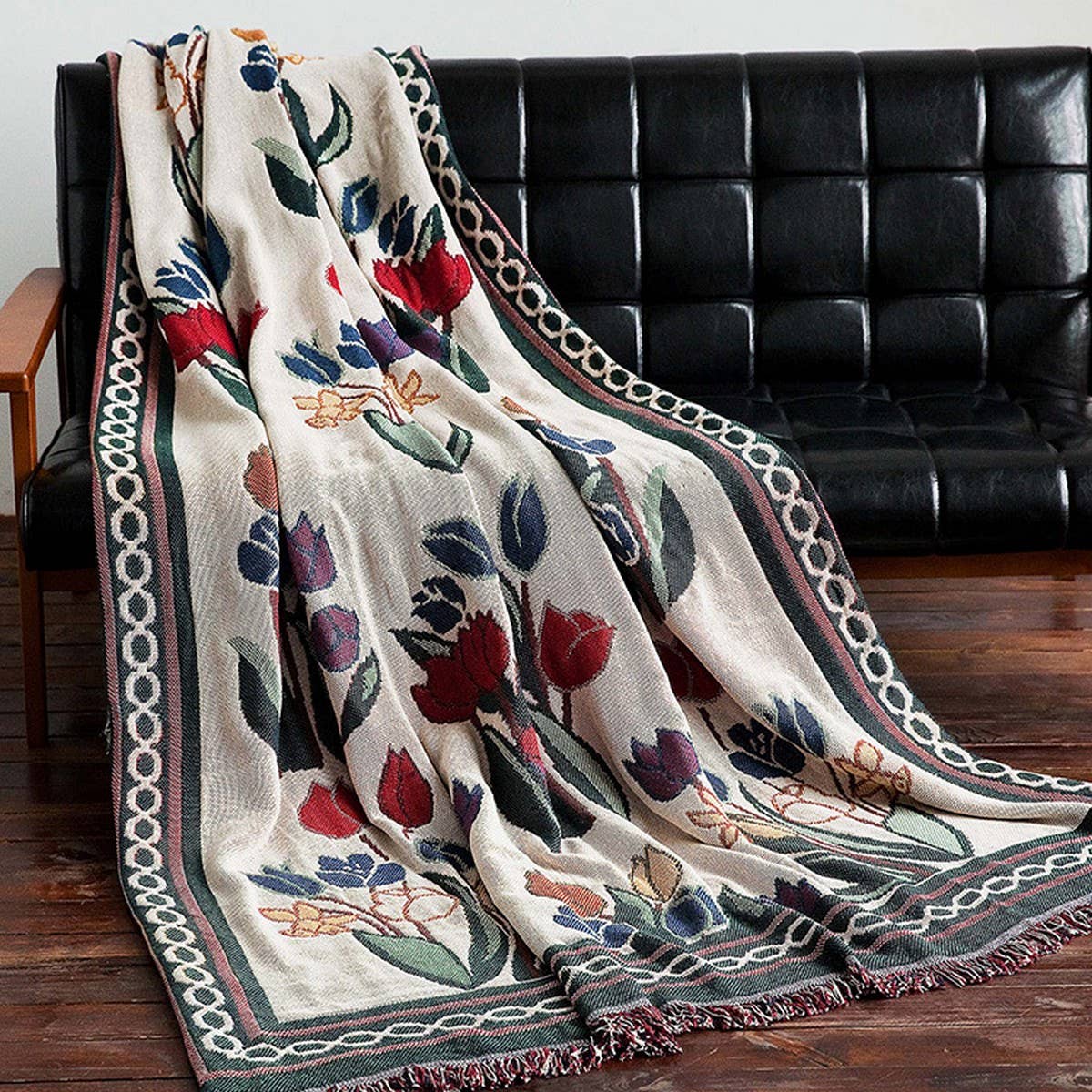 Woven Floral Throw