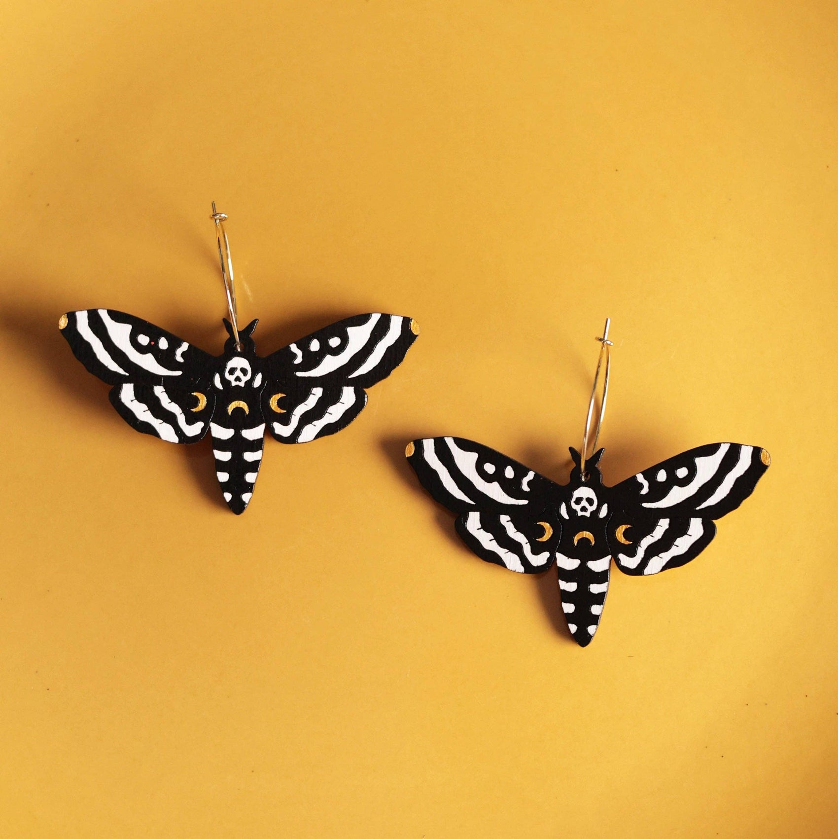 Death Moth Hoop Earrings - Halloween