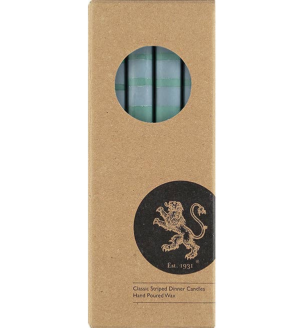 British Colour Standard Dinner Candles - Beryl Green, Bokhara & Moonstone