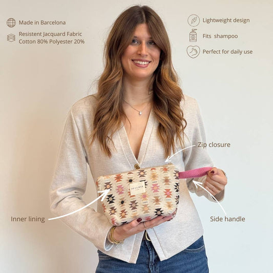 Large Makeup Bag in Spring Geo