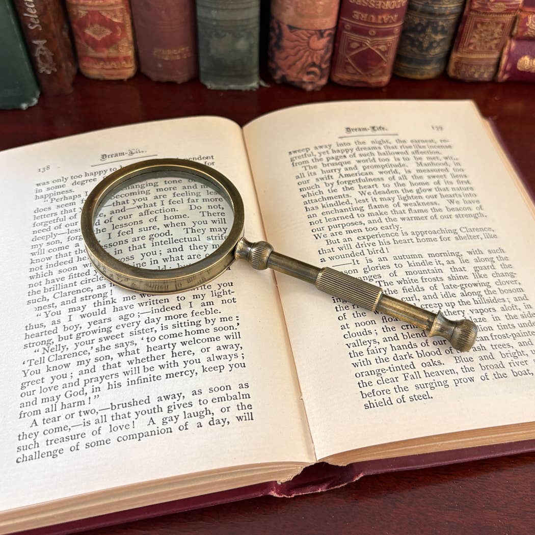 NEW-Small Antiqued Brass Magnifying Glass | Tabletop Decor