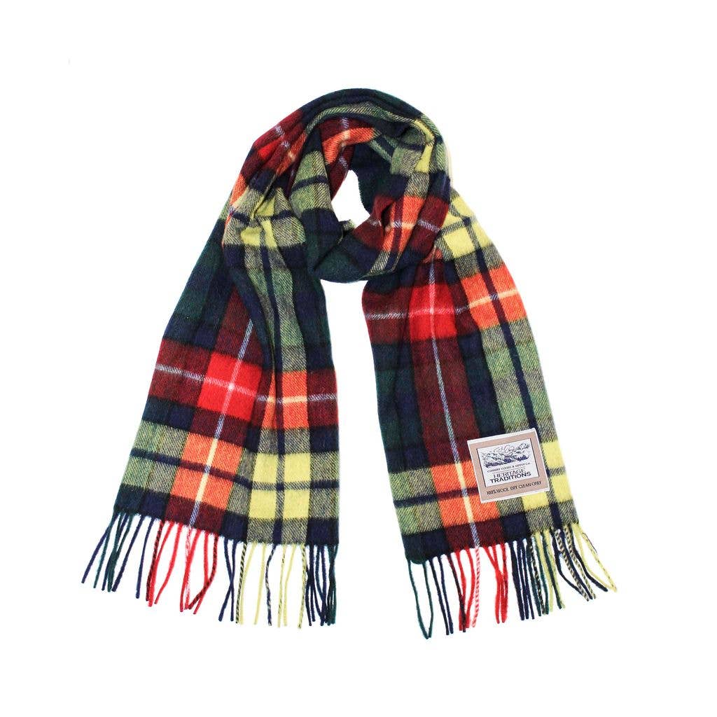 Pure Wool Tartan Check Scarf: Modern Buchanan