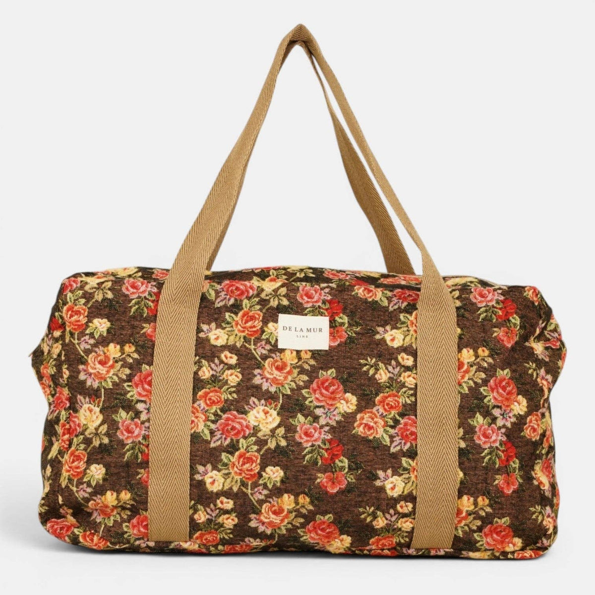 Floral Jacquard Sports Bag – Brown & Red (Pepi)