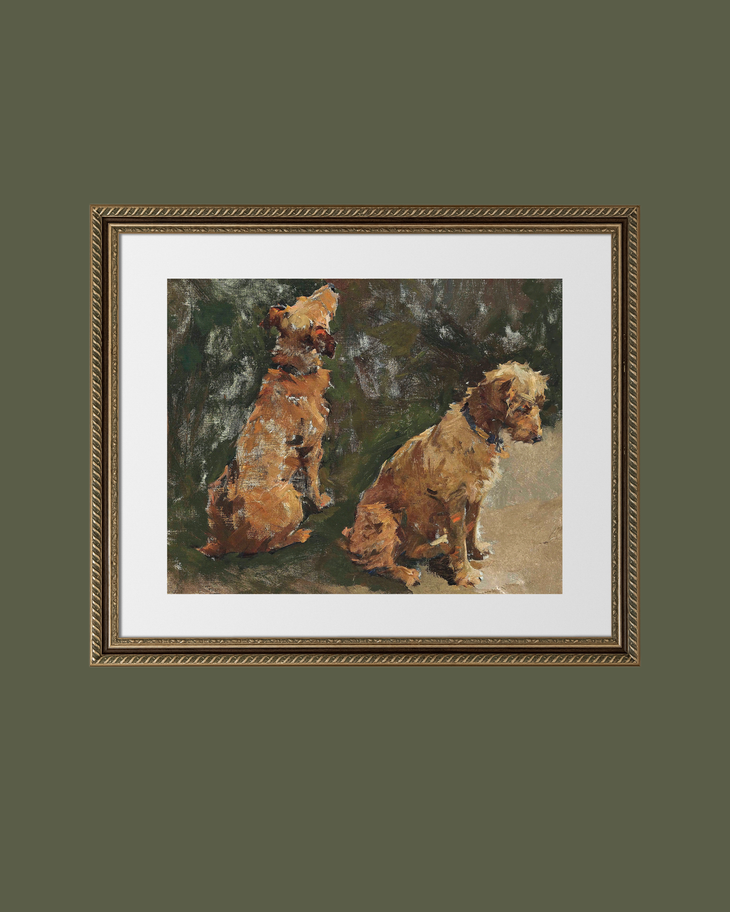 Two Pups Antique Art Print