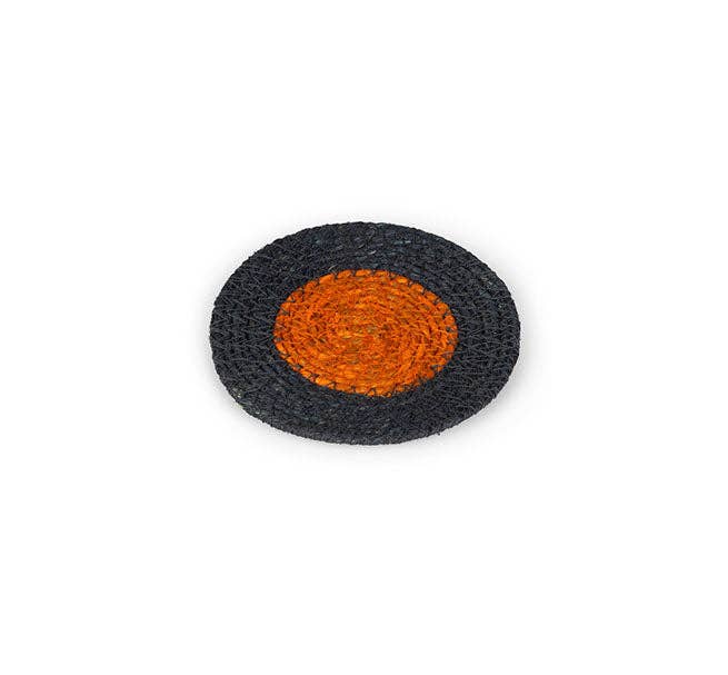 BRITISH COLOUR STANDARD Seagrass Coaster, 4.5" D - Midnight Blue / Rust