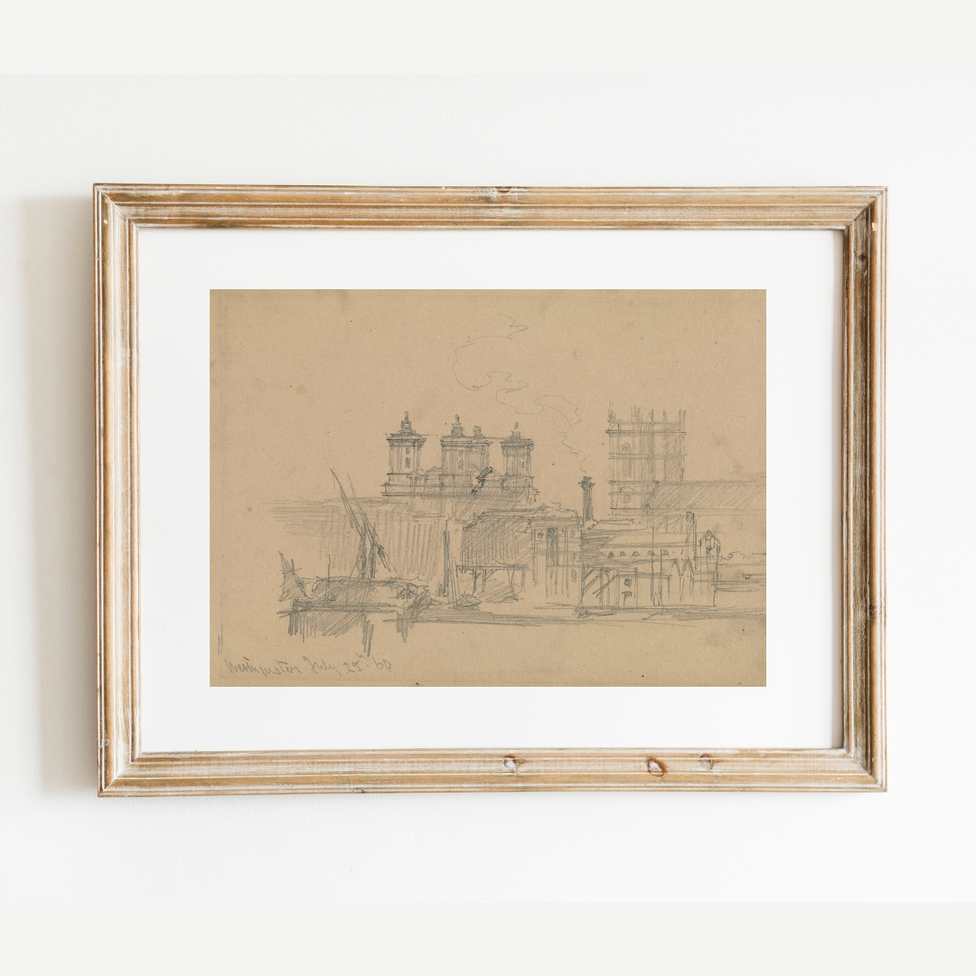 Westminster England 19th Century Antique Art Print