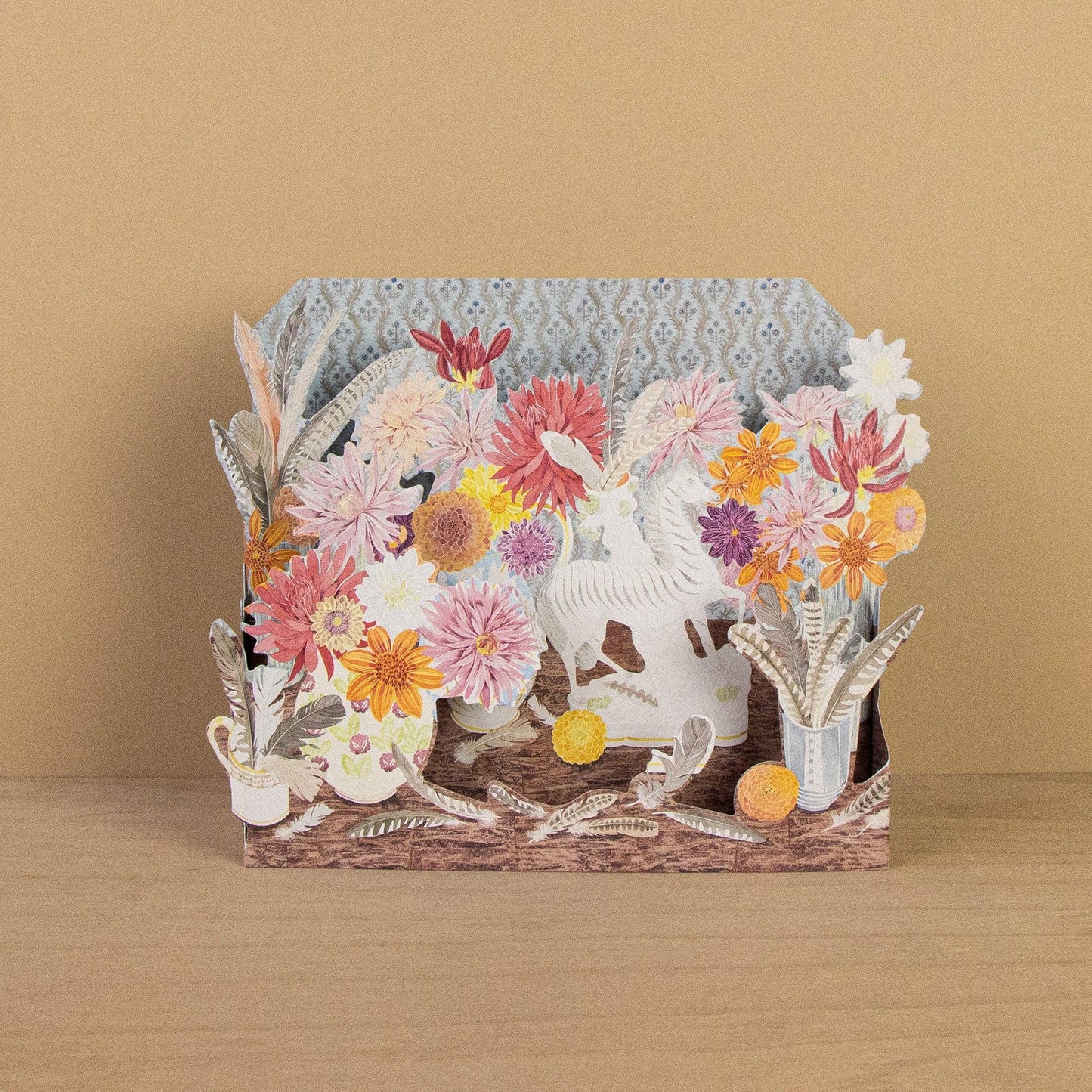 Zebra, Dahlias and Feathers