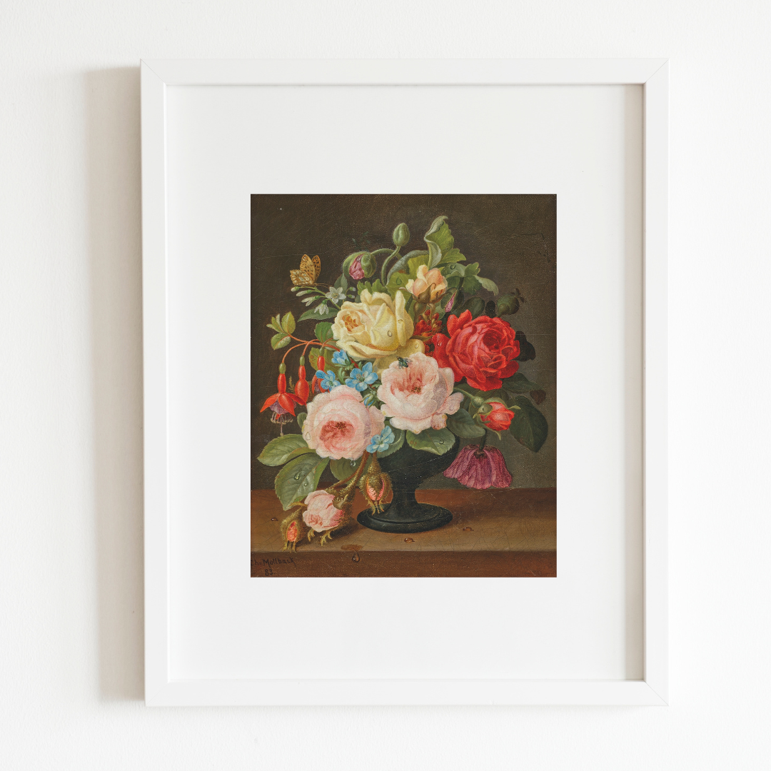Still Life Florals 19th Century II Antique Art Print
