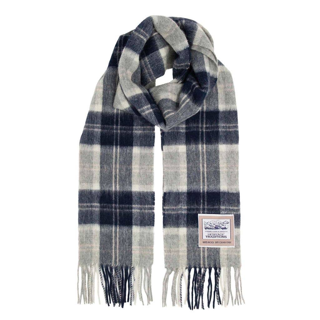 Pure Wool Tartan Check Scarf: Camel Thomson