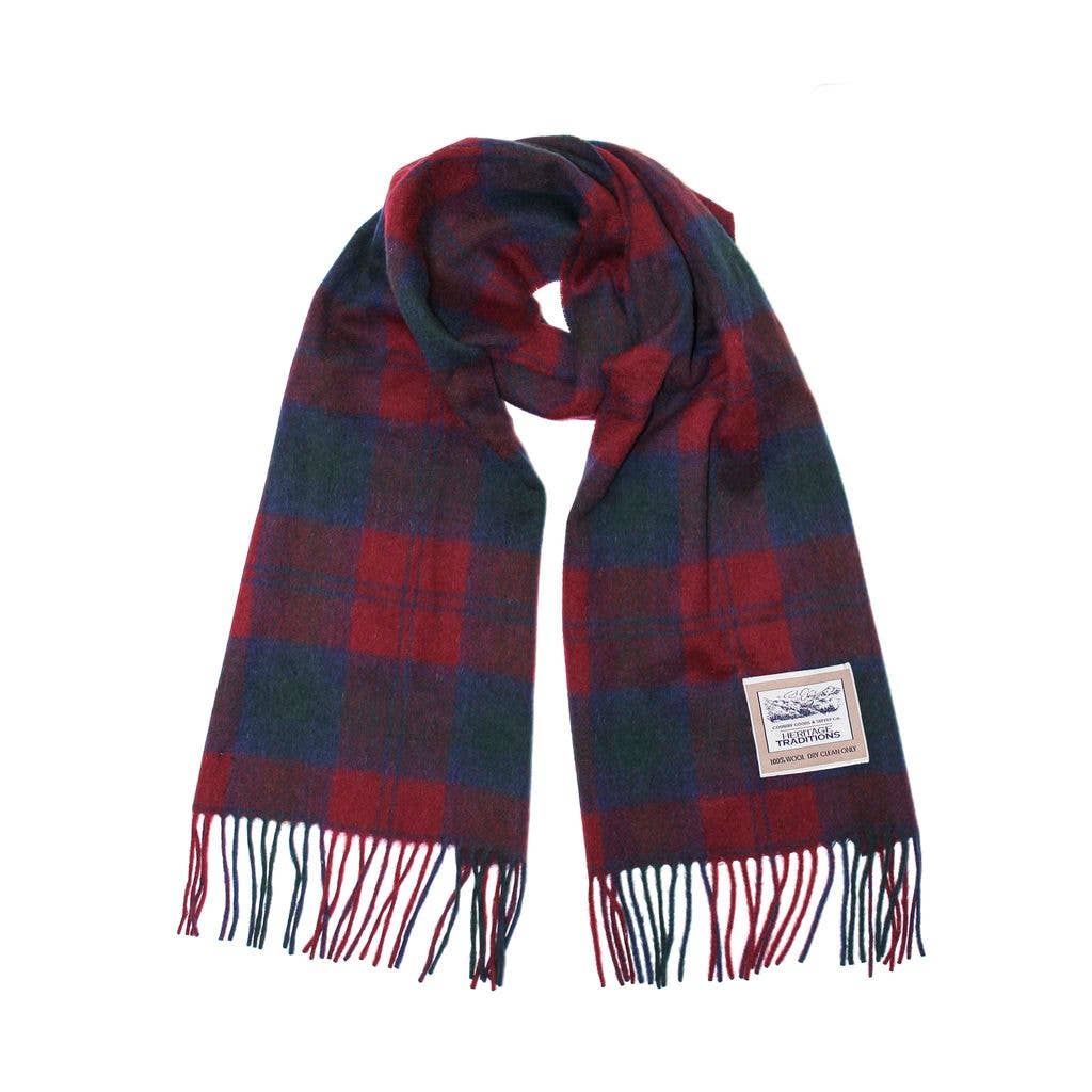 Pure Wool Tartan Check Scarf: Lindsay