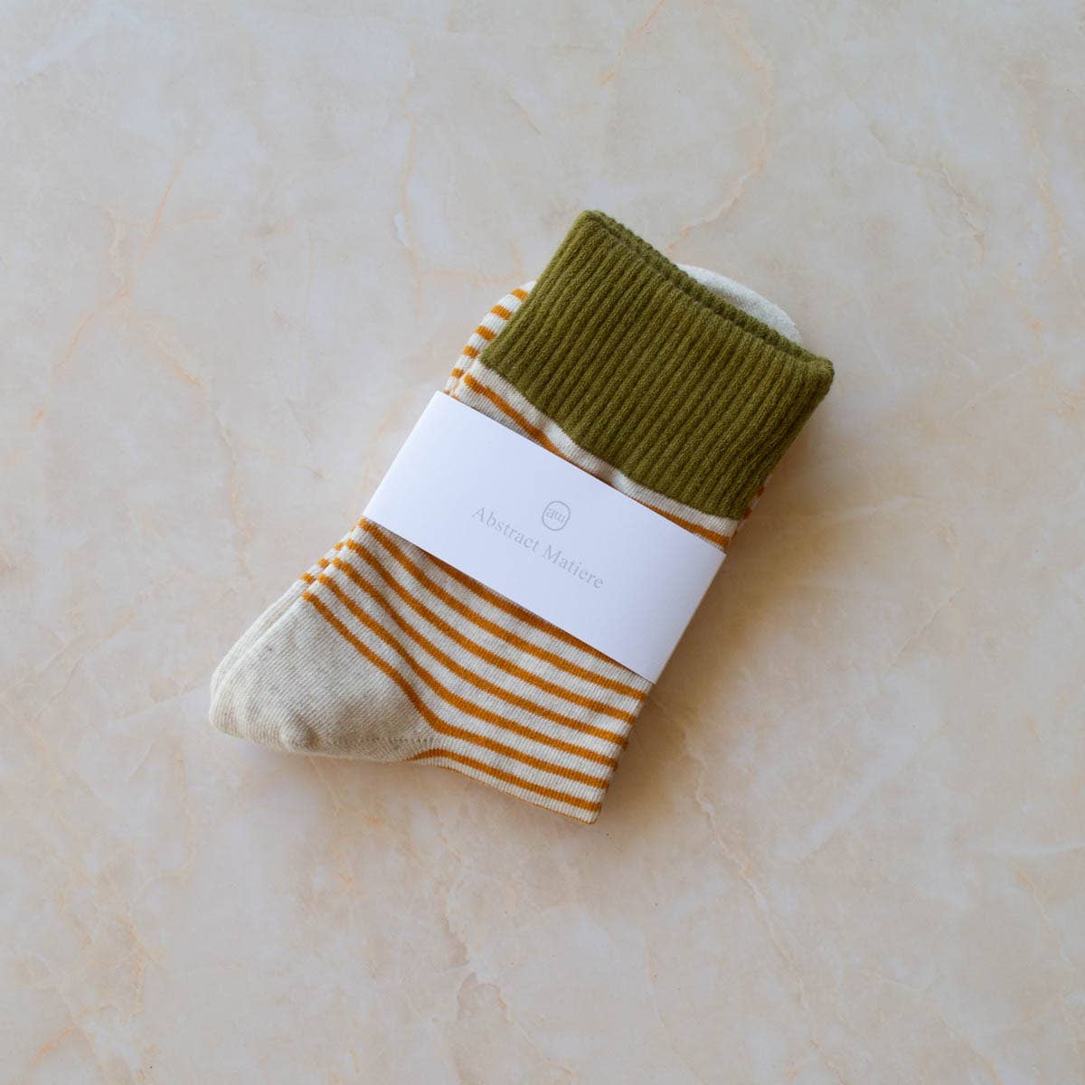 2 Tone Stripe Casual Socks: Coral/Olive