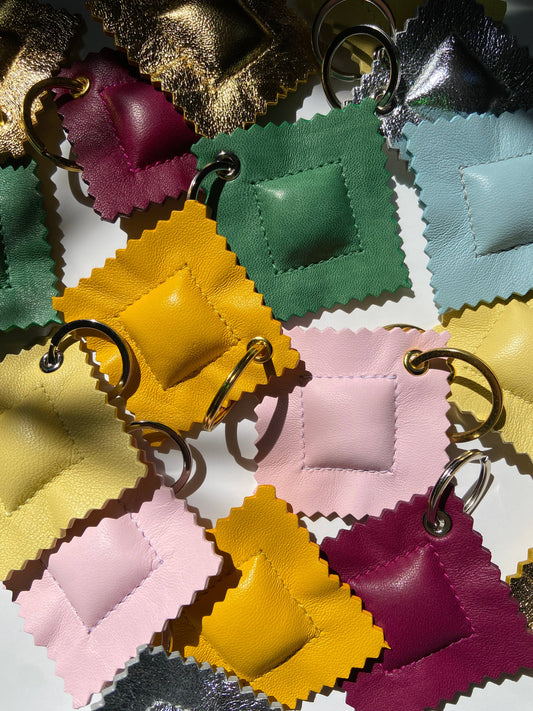Ravioli Leather Keychain - Egg Yolk