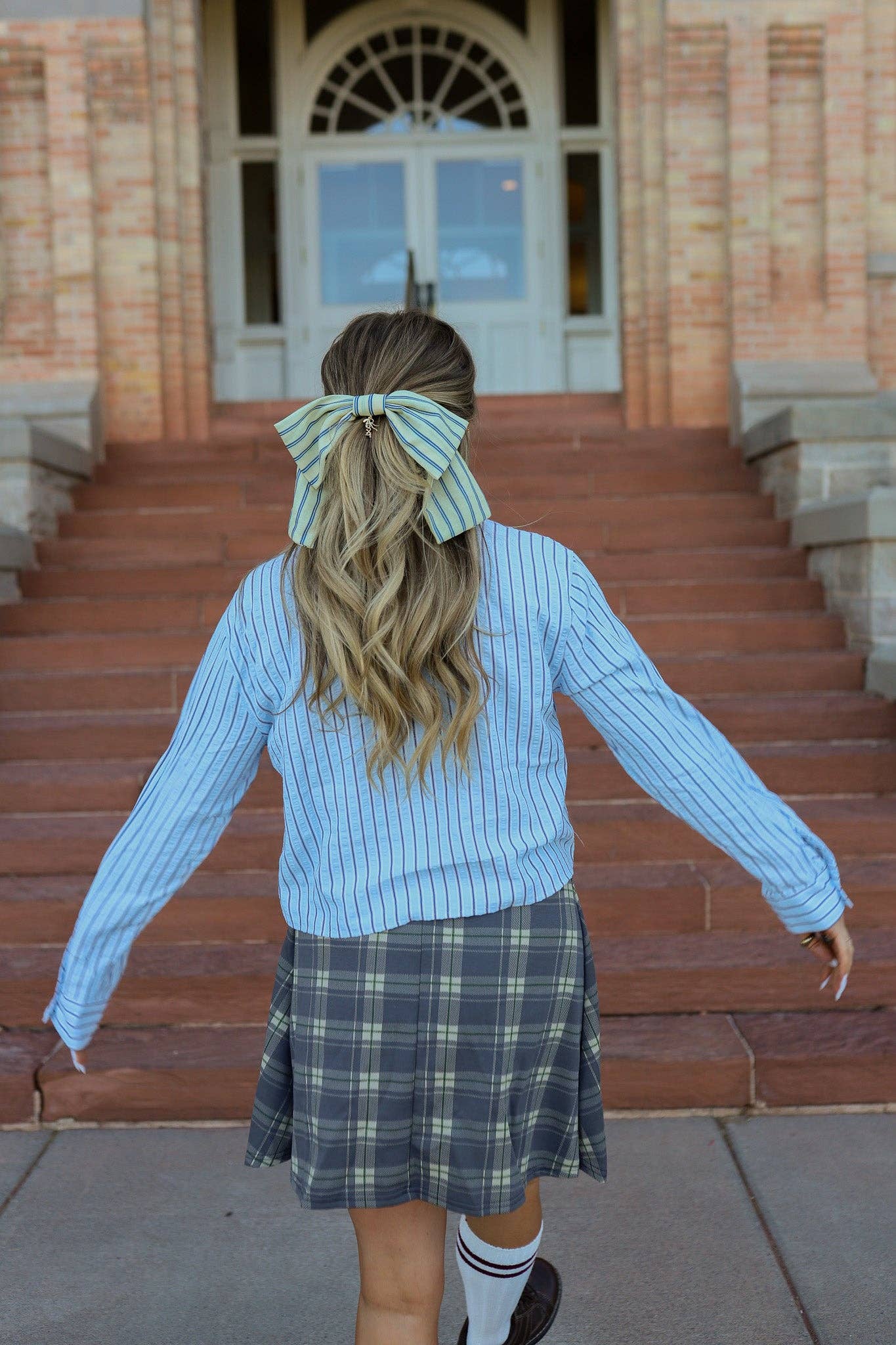 University Stripe Bow Barrette