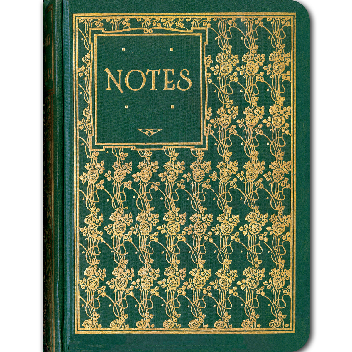 Green with Gold Roses - Vintage Book Cover Notebook