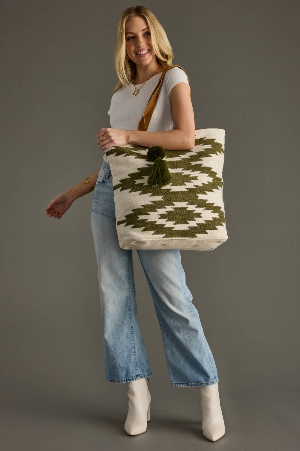 Woven Western Patterned Tote