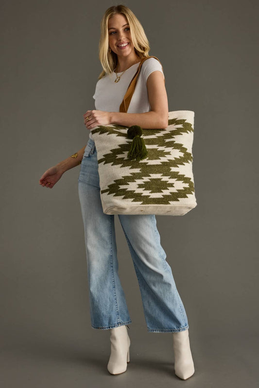 Woven Western Patterned Tote
